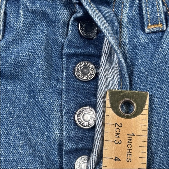 Levi's 501 Denim Shorts Women's 24 Blue Mid-Rise Hem Button-Fly Distressed - Picture 7 of 14